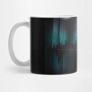 Purple and Teal Northern Lights Silhouette Mug